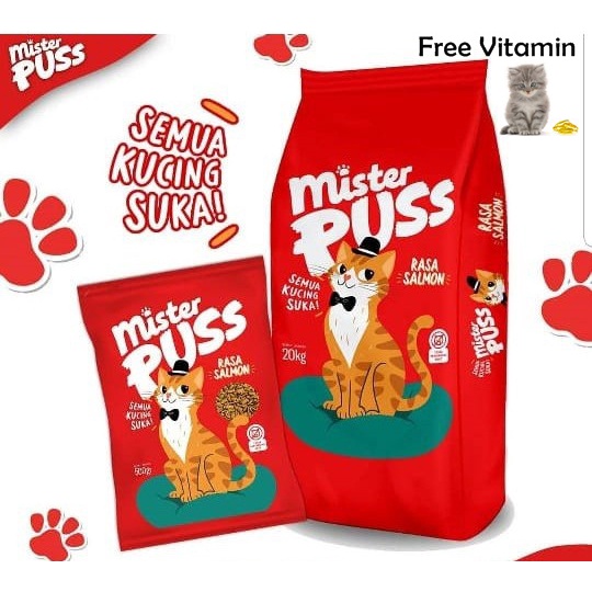 Makanan Kucing Mister Puss Mr Puss 500gr Free Vitamin Premium Quality Dewasa &amp; Kitten Dry Food Pakan Kering Pelet