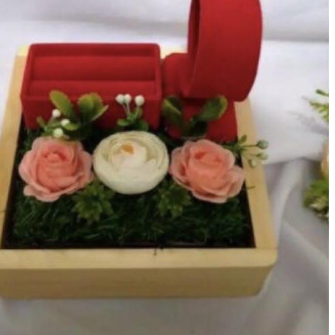 ✻ seserahan tempat cincin dan gelang hantaran kayu rustic dengan tutup mika ✻