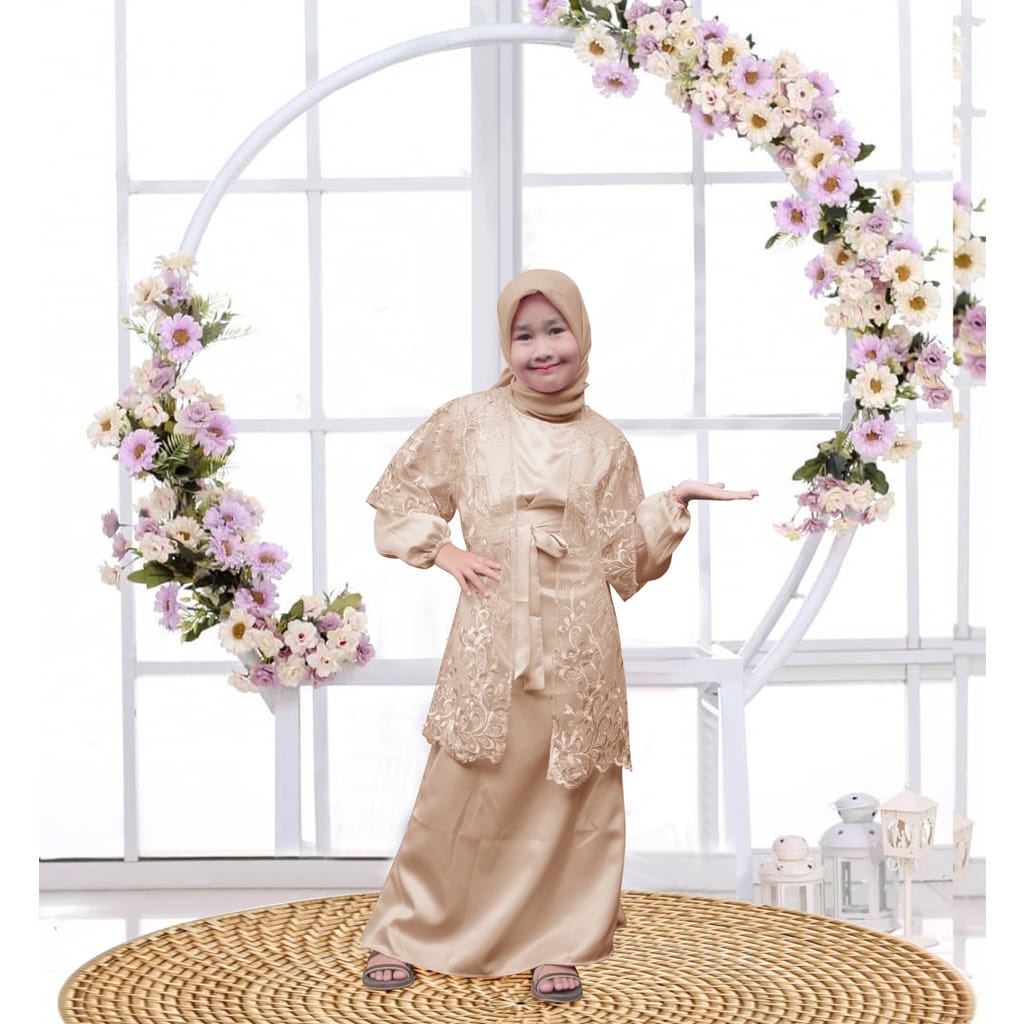 (NEW) Gamis Anak Maxmara Lunna KID/ Gamis Anak Terbaru/ Dress Model Cardigan/ Gamis Anak umur 3-12 Tahun