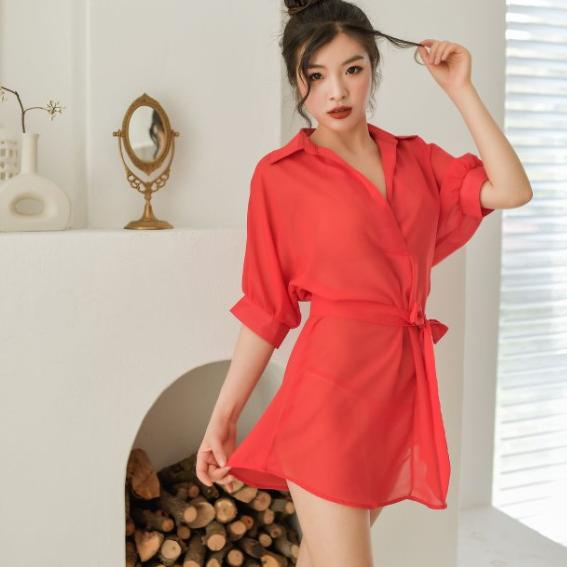 Harga Bersahabat lingerie wanita Kimono set g string Piyama transparan kimono baju tidur A322