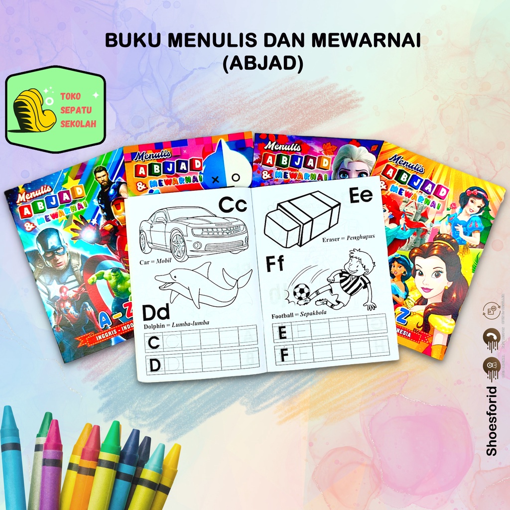 SFK Buku mewarnai dan menulis ANGKA // Buku mewarnai dan menulis ABJAD  buku mewarnai // buku mewarnai Folio