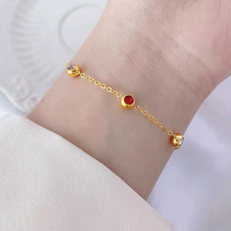 Niche Desain Rasa Perhiasan Anti Karat Wanita Fashion Sederhana Warna-Warni Baja Titanium Indah Gelang Rantai Halus