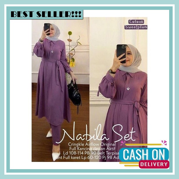 Nayara One Set Tunik + Rok Polos Wanita Bahan Magnolia Premium Adem Setelan Busui Basic Model Terbar