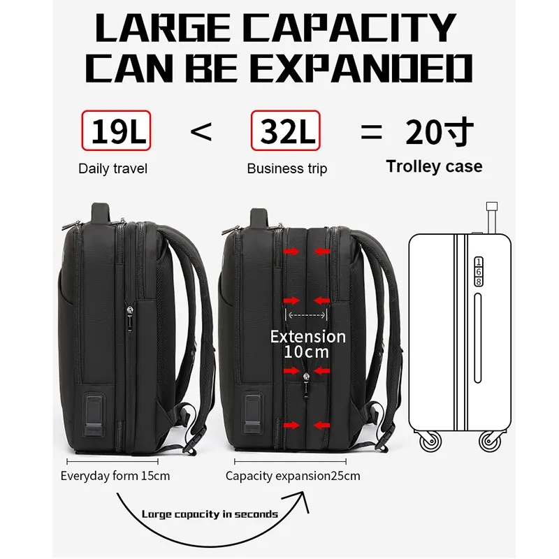 Arctic Hunter B00345 Tas Ransel Laptop Pria 17&quot; USB Expandable RFID