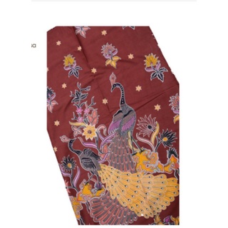 COD Kain Batik Meteran / Handprinted Batik / Motif Burung Merak / Coklat