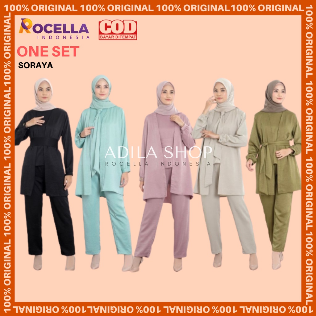Set Rocella One Set Soraya 4 in 1 Satu Stel Atasan dan Celana Wanita One Set Baju dan Celana Wanita 