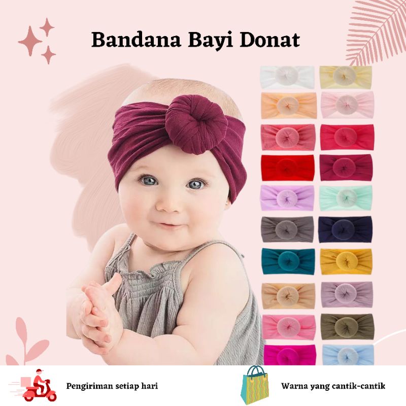 Bandana Bayi Donat/Headband Baby Newborn/Bando Anak umur 0-3 Tahun