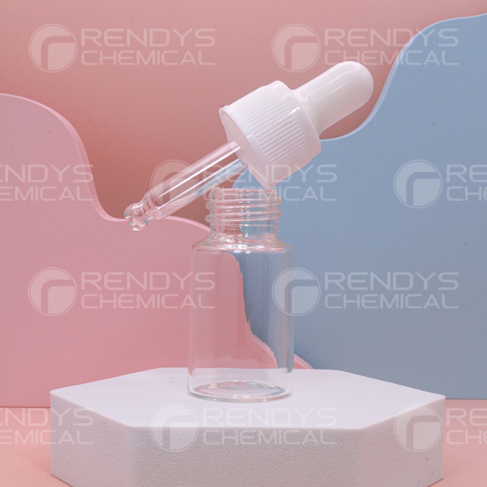 Botol Pipet Kaca Bening Tutup Putih 10mL / Glass Bottle Pipette 10 mL