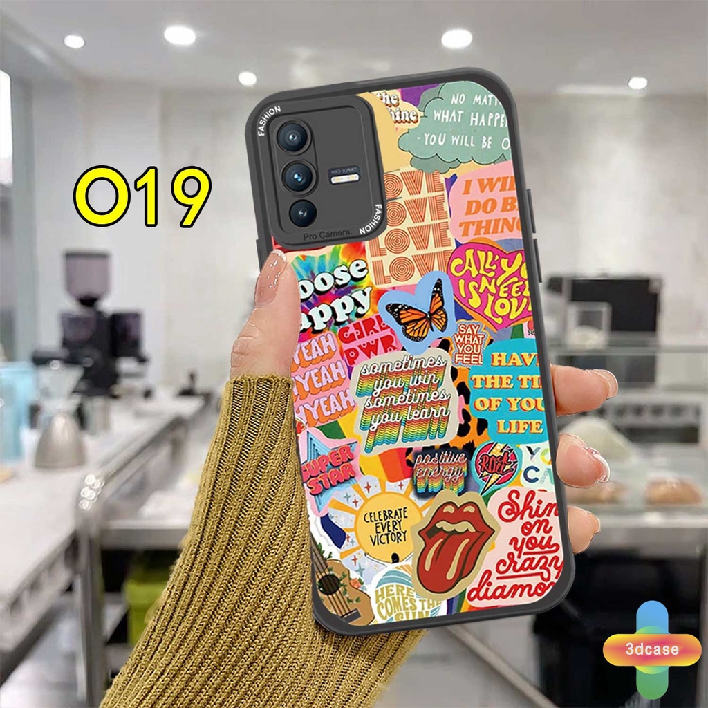 Realme C11 2021 C21Y C15 C21 C25 C20 C3 C12 C25S 5 5S 5i C17 7i C1 C25Y C2 C3i 6i C20A Narzo Ins Trendy Merek Sticker Label Huruf Kupu-Kupu Soft Case