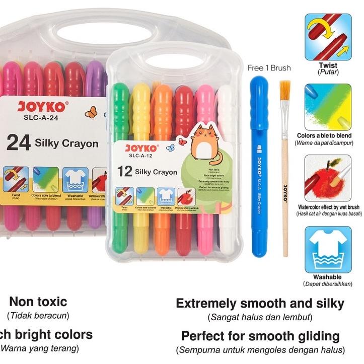 

TrxV1h1G Silky Crayon Krayon Halus Joyko SLC-A-12 Warna Colors