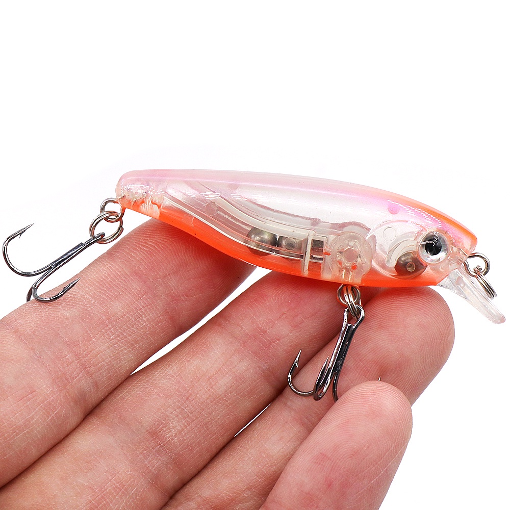 Baru Umpan Pancing Ikan Kecil Tenggelam 8g/7cm Minnow Sinking Fishing Lure 3D Mata Laser Troli Plastik Buzz Umpan Umpan Dengan 2kait Trible