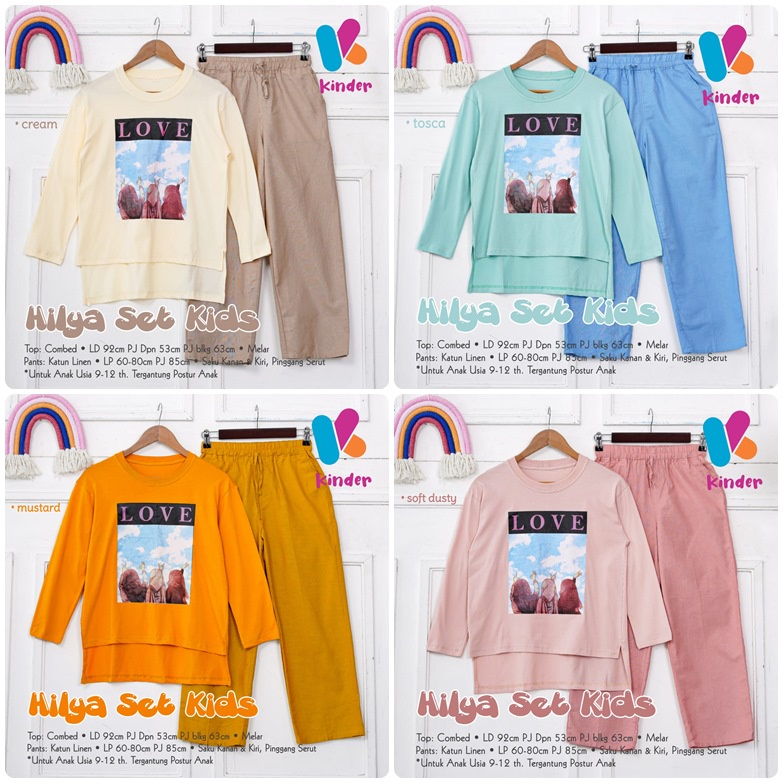 SETELAN ANAK / 29.9 / HILYA DILANA / ONESET COMBAD MIX LINEN / LD 92 CM / BAJU ANAK / 10-12 TH / KINDER
