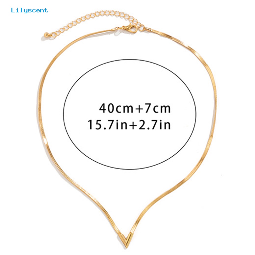 [LS] Adjustable Dipanjangkan Rantai Oblate Pria Kalung V-shaped Charm Choker Necklace Perhiasan Aksesoris