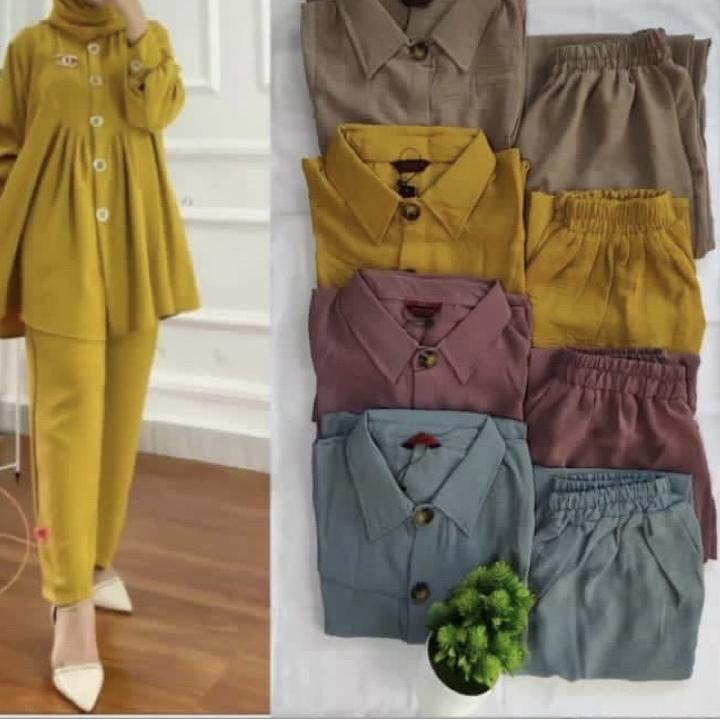 ➤ Zivia Set - Setelan Crinkle Airflow Polos Standar / Setcel polos crinkle / One set zivia premium /