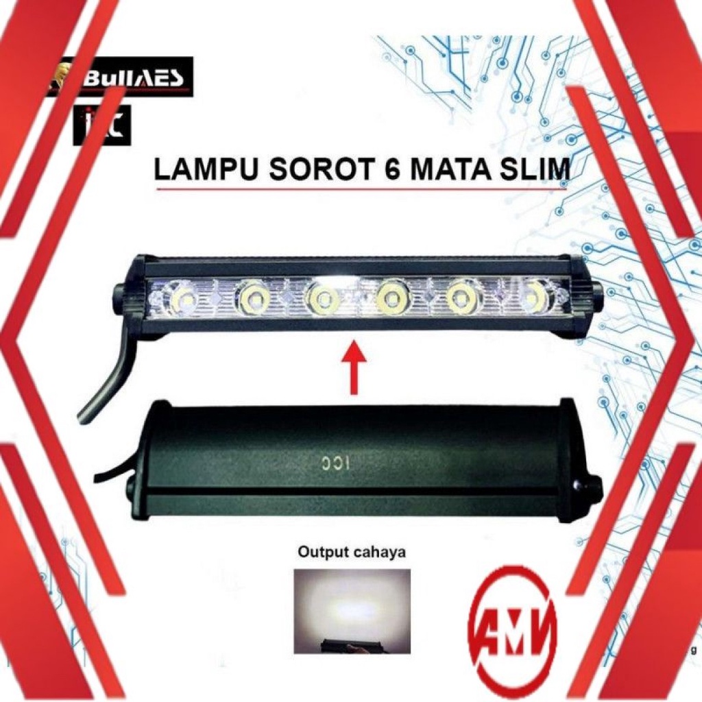 LAMPU TEMBAK SOROT LED 6 MATA PANJANG GEPENG