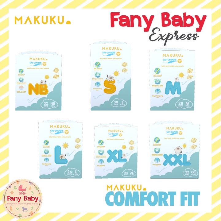 MAKUKU SAP DIAPERS COMFORT FIT / POPOK BAYI [NEW COMFORT FIT]