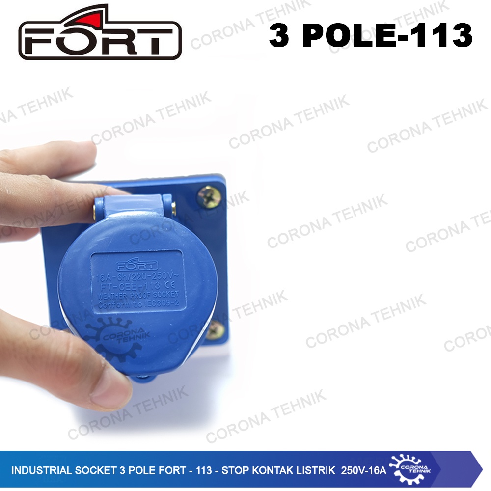 FORT - 113 - Stop Kontak Listrik 250V - 16A Industrial Socket 3 Pole