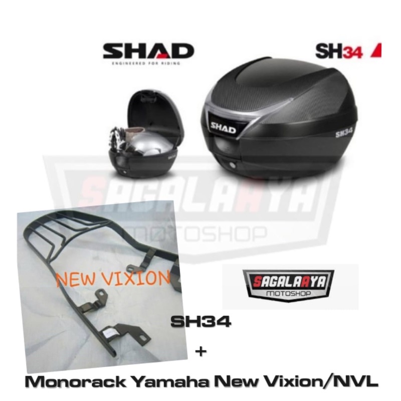 Box SHAD SH34 + Monorack Yamaha New vixion/NVL/Bracket Gpsport