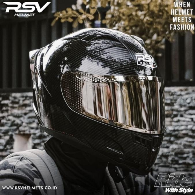 Helm Full Face - RSV FF500 CARBON GLOSSY - Paket Ganteng - RSV Helmet