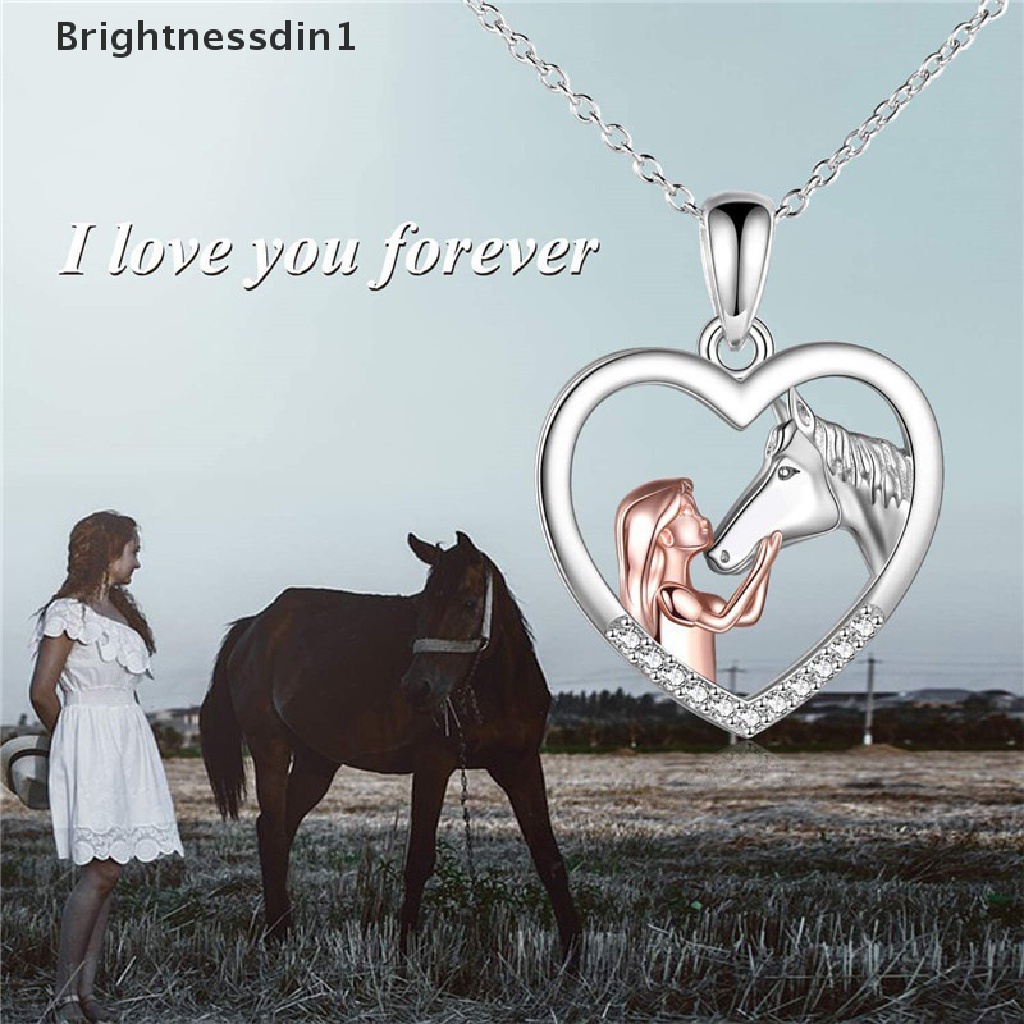 [Brightnessdin1] Gadis Trendi Kuda Hati Liontin Kalung Untuk Wanita Cinta Hati Kalung Perempuan Pesta Perhiasan Trendi Drop Pendant Necklace Hadiah Butik