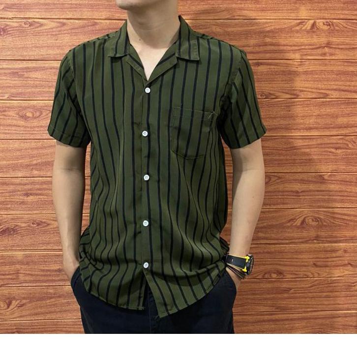 ➨ RIVIERA CLOTHING/KEMEJA STRIPE PRIA LENGAN PENDEK/KEMEJA SALUR PRIA/KEMEJA CASUAL PRIA/KEMEJA SANT