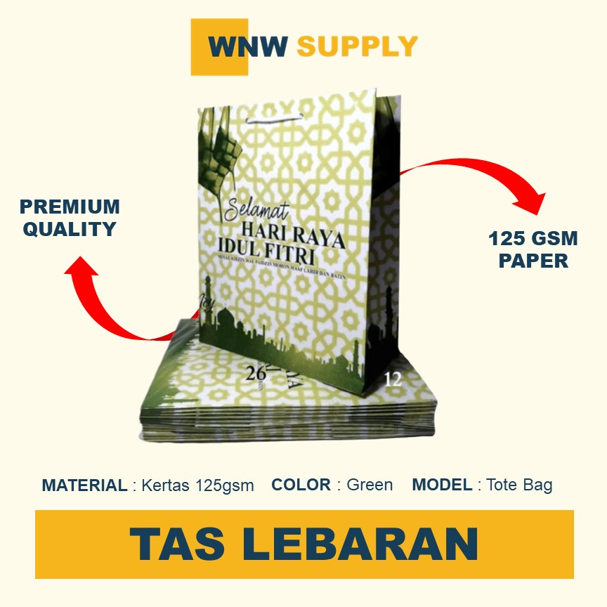 

Tas Kertas Souvenir Premium Paper Bag Hampers Parcel Lebaran Parsel Idul Fitri Standing Handle 33 x 26 x 12