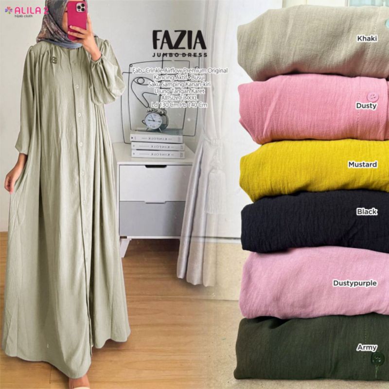 FAZIA JUMBO DRESS ORI ALILA | Crinkle Airflow Premium Original