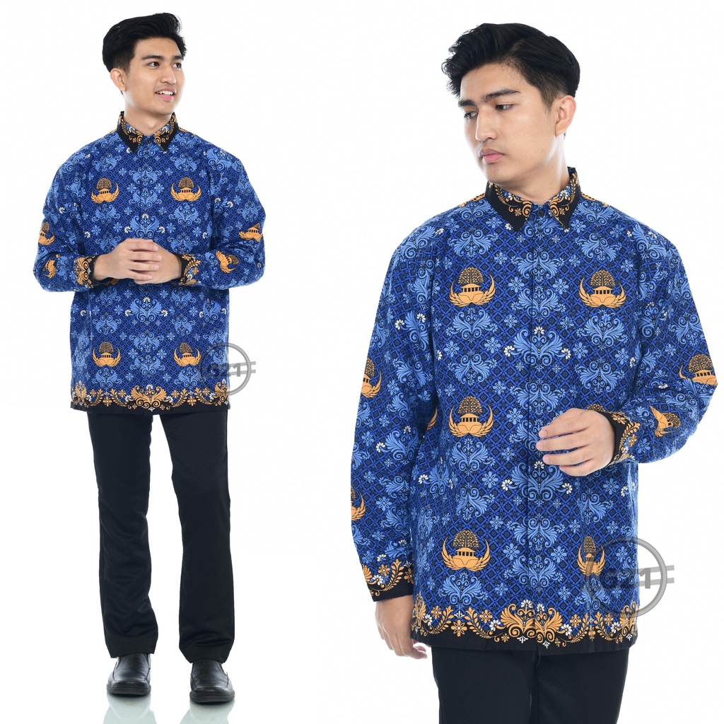 Baju Korpri Terbaru 2022 Pria Pakai Furing Bahan Katun Lengan Panjang Seragam Batik Korpri Pria Terbaru Standar Dan Jumbo