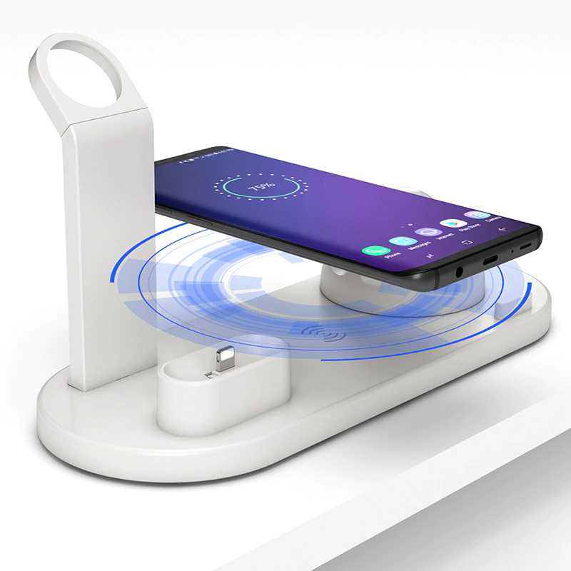 HICBEST Wireless Charging Docking Station 6 in 1 for Apple Gadgets Charger USB Type C, Micro USB