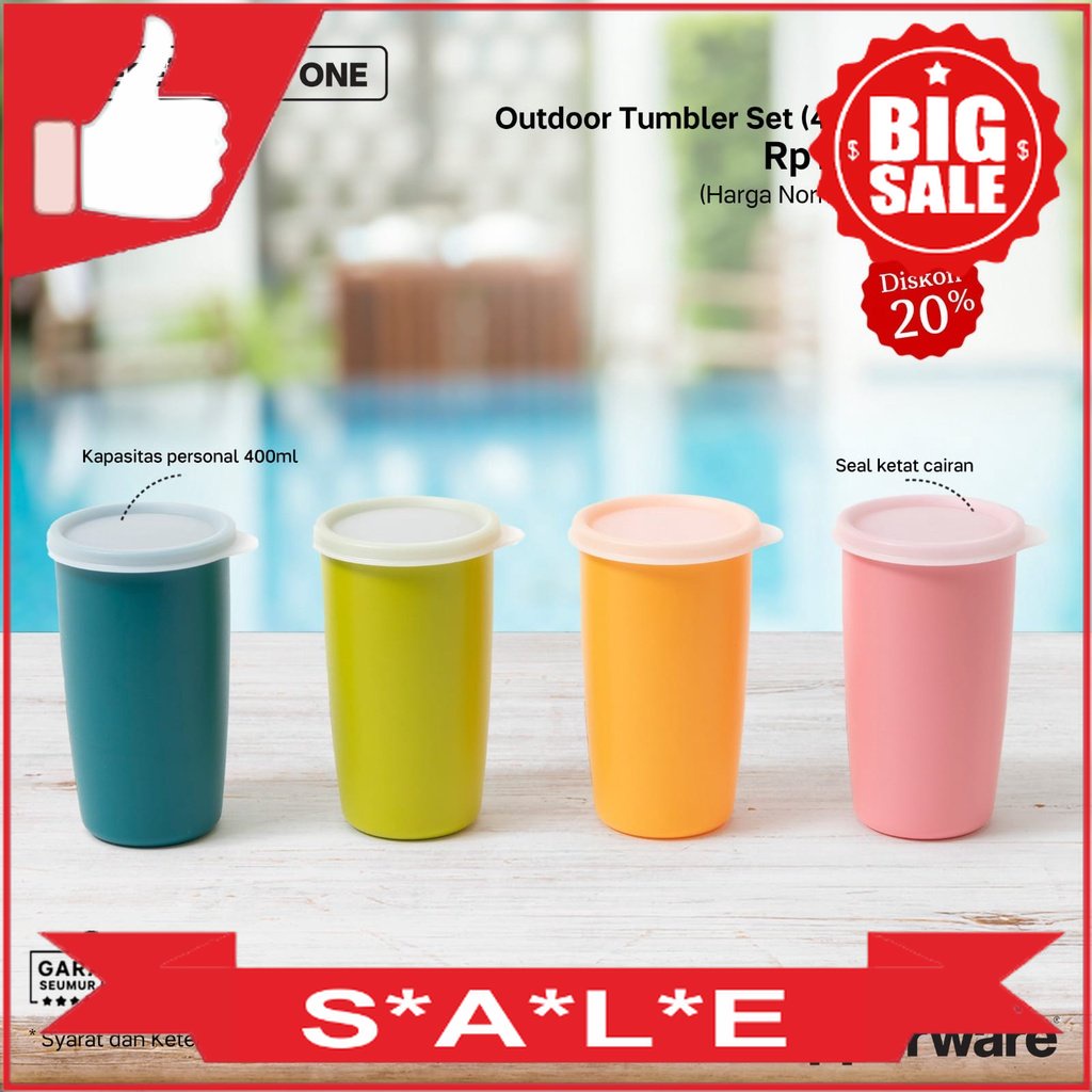 Tupperware Outdoor Tumbler warna warni 4pcs 2022 Tupperware Original