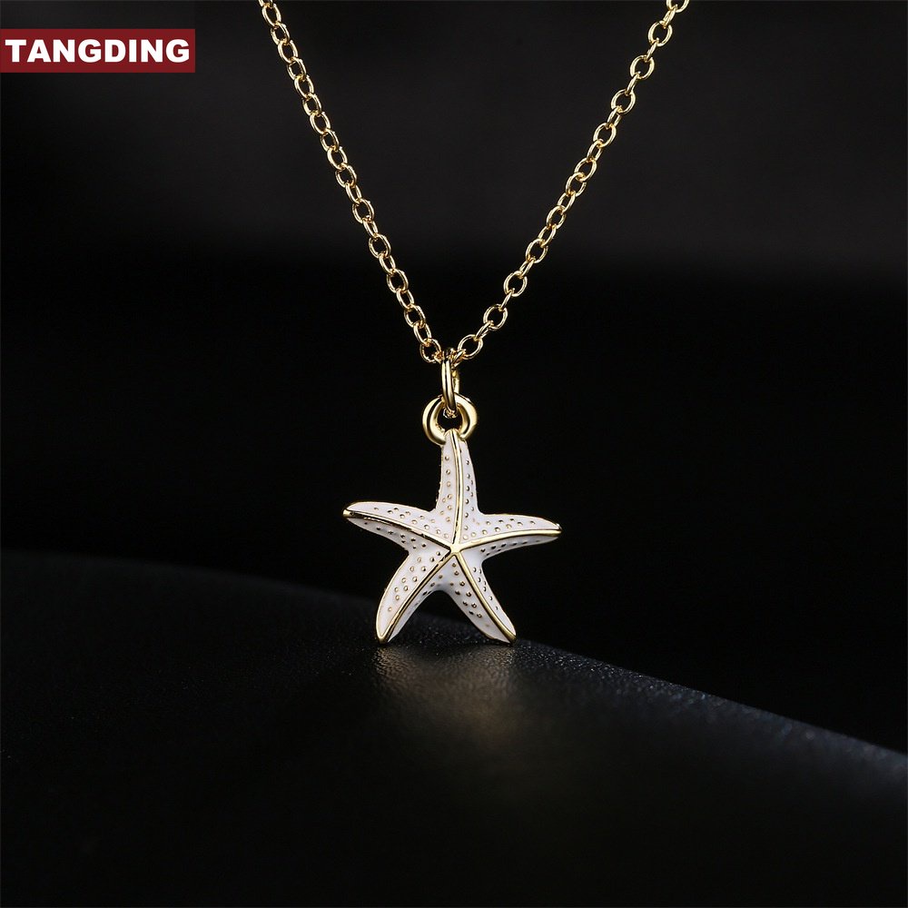 [COD Tangding] Vintage Starfish Pendant Kalung Wanita Gadis Fashion Menetes Minyak Klavikula Rantai Perhiasan