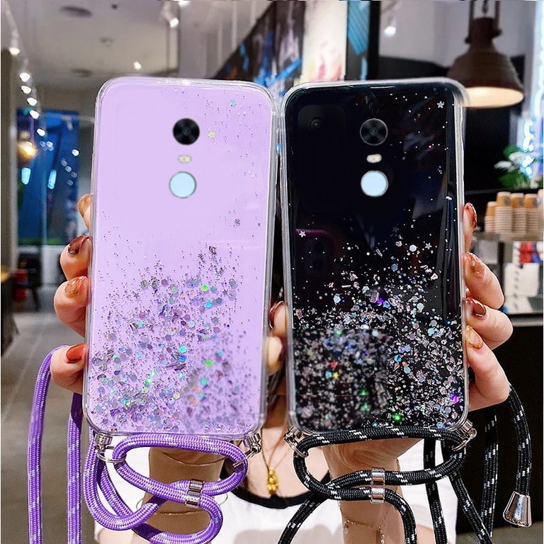 CASE GLITER + TALI ( XIAOMI REDMI 5 PLUS )  SILIKON HP TERLARIS 2023 - PGC MALL