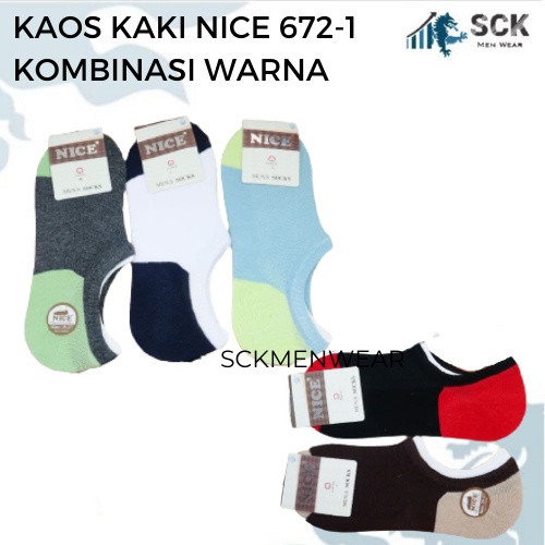 Kaos Kaki Pria NICE 672-1 Tumit POLOS / Kaus Kaki Invisible Socks Bawah Mata Kaki Cowok - sckmenwear GROSIR