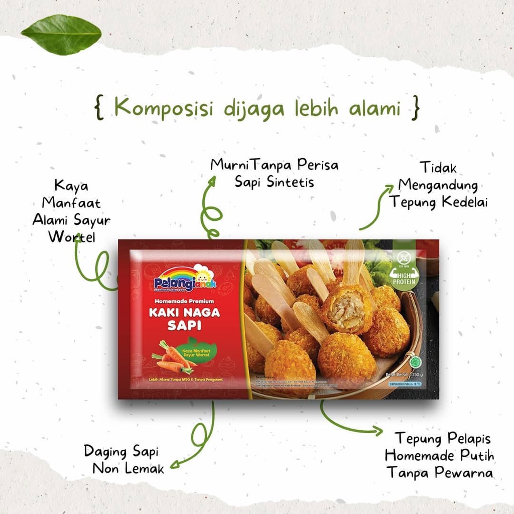 Kaki Naga Sapi Premium Plus Wortel NON MSG kemasan 350g Pelangi Anak Frozenfood