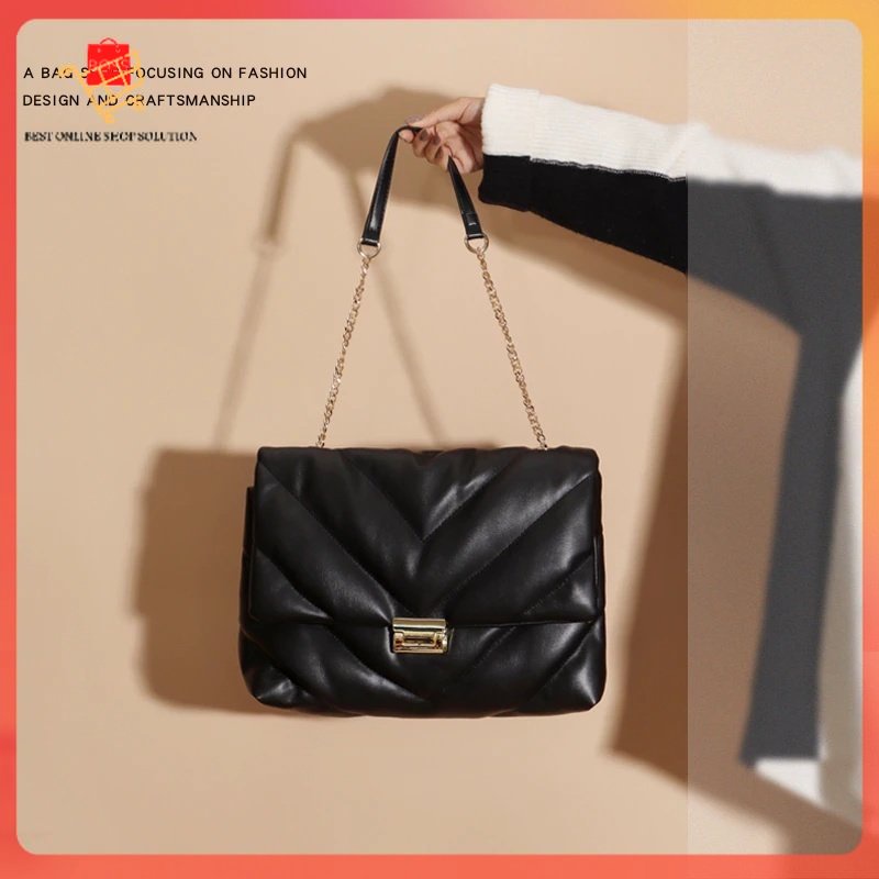Rantai Besar Tas Bahu Wanita Tote Tas Messenger Kapasitas Besar Mode untuk Wanita 2020 Tas Selempang Warna Solid Tas Wanita
