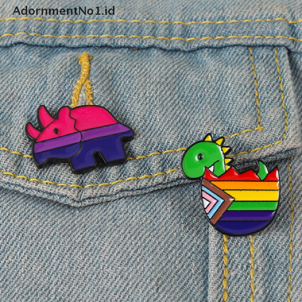 [AdornmentNo1] Hujan Dinosaurus Enamel Pin Custom Rhino Bros Kerah Lencana Kartun Hewan Bergaris Perhiasan Hadiah Untuk Teman Anak [ID]