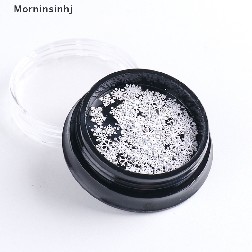 Mornin 1botol/100pcs Hiasan Nail Art Untuk Tahun Baru Winter 2022 Snowflakes Putih id