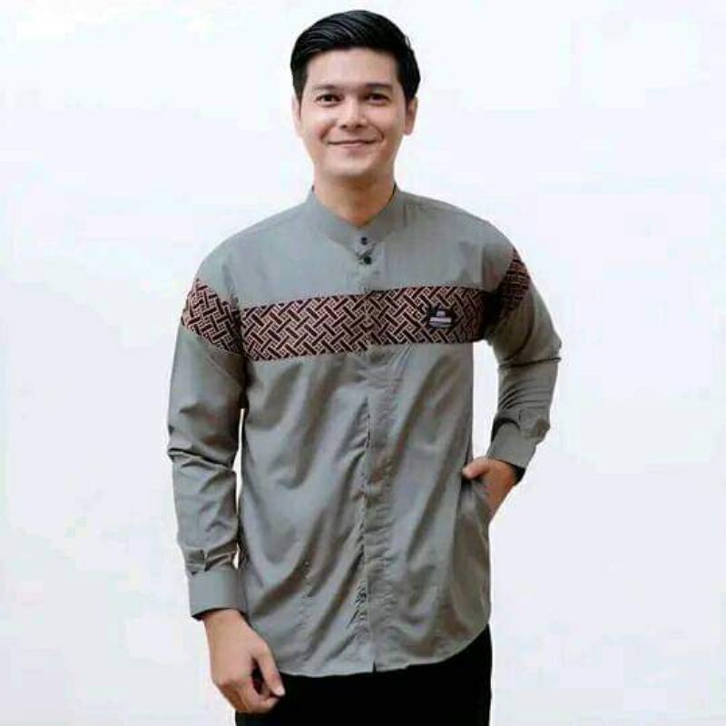 Baju koko pria modern lengan panjang kobinasi kobata