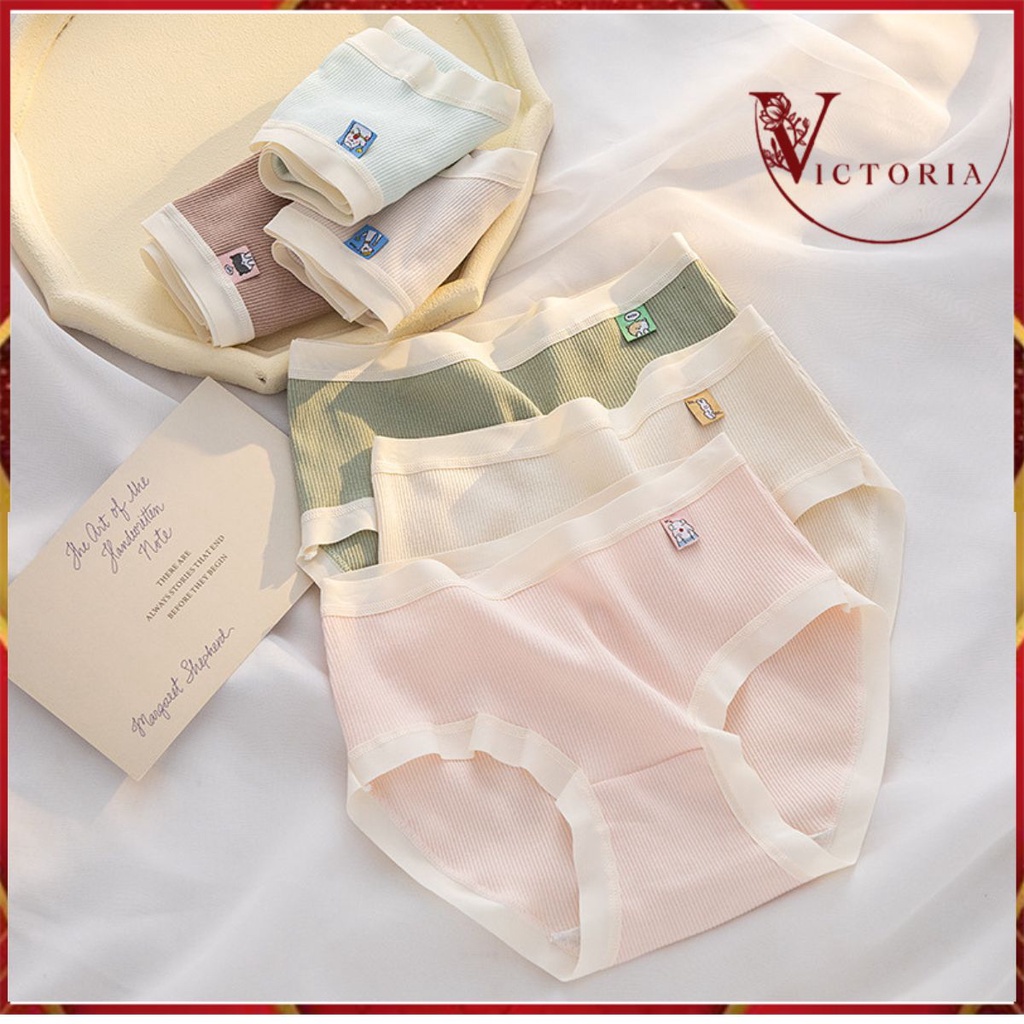 Victoria Celana Dalam Wanita Bahan Katun Model Mid Waist Student Brief Import 2087