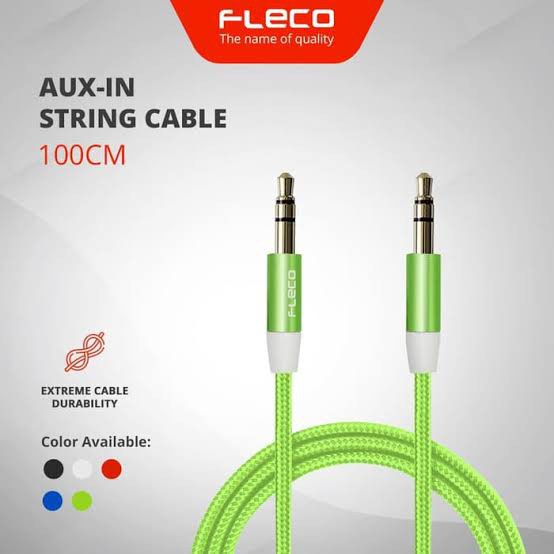 Kabel Cable Cabel Audio AUX Fleco String Panjang 100cm Kabel AUX Mobil Kabel Audio Kabel Audio Speak