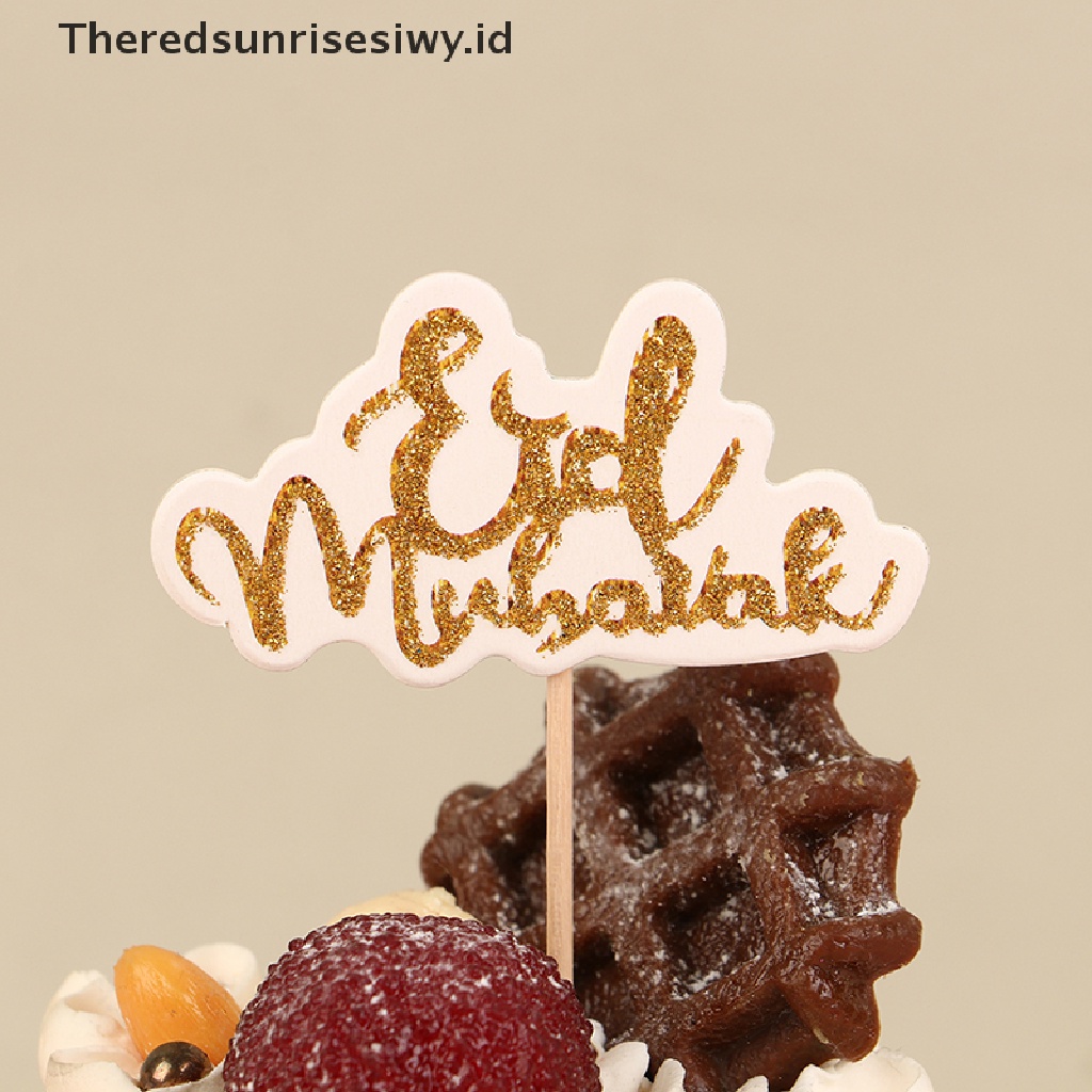 # Baju Lebaran # 12pcs/pak Topper Kue Bulan Bintang Eid Mubarak Ramadhan Kareem DIY Baking Decor~