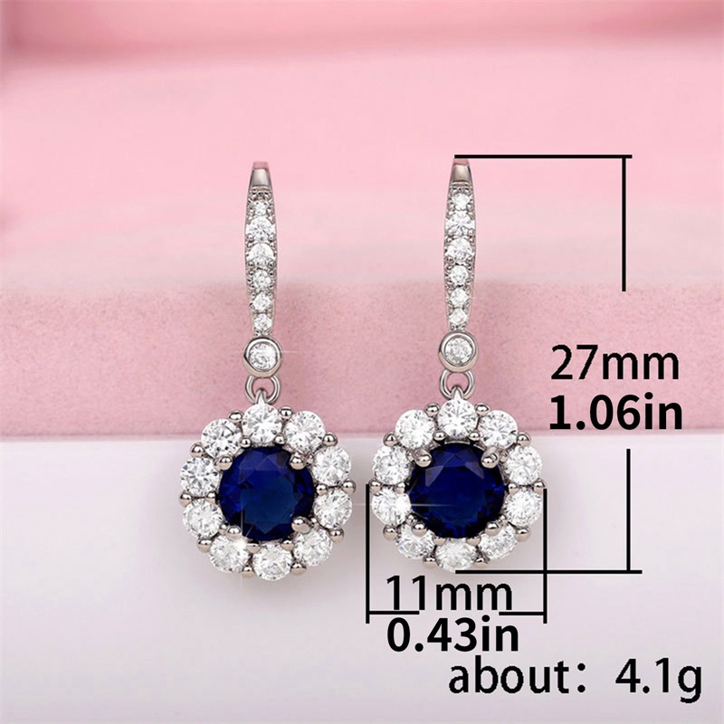 Fashion Deep Blue Cubic Zircon Menjuntai Anting Untuk Wanita Temperamen Yang Baru Didesain Lady's Earrings Pesta Pernikahan Perhiasan Mewah