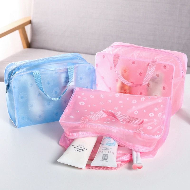 BAJ Tas Kosmetik Transparant Anti Air Motif Bunga Pouch Make Up Waterproof Travelling Bag Tas Kosmetik Murah TA059