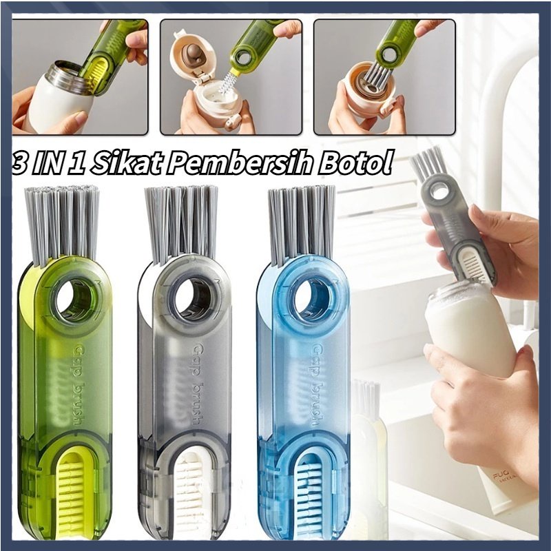 【COD】3 In 1 Sikat Pembersih Botol Susu / 360 Derajat ° Sikat Pembersih Cangkir / Sikat Cuci Tutup Botol Botol Susu Bayi 3in1