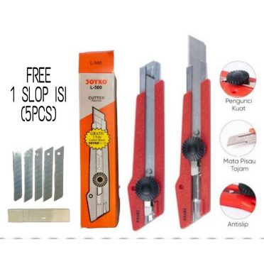 

CUTTER BESAR JOYKO L-500 ORIGINAL BERKUALITAS FREE 1 TUBE ISI 5PCS / ALAT PEMOTONG / PISAU CUTTER BESAR