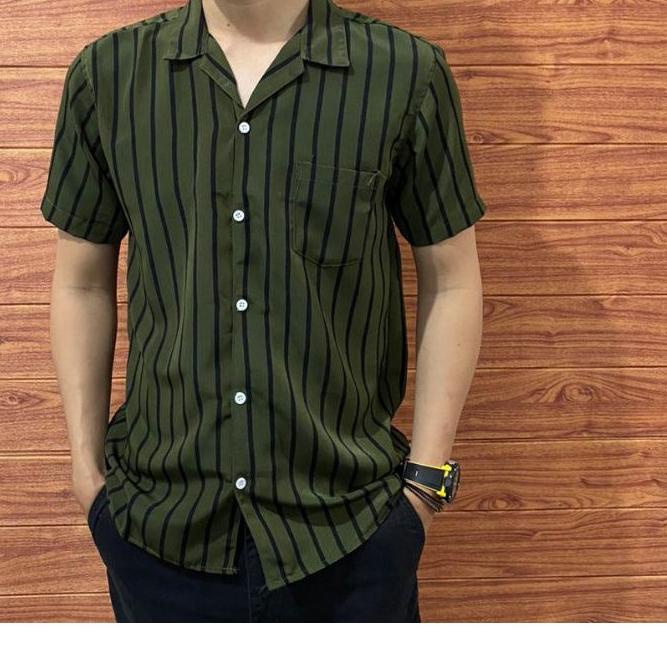 ✈ RIVIERA CLOTHING/KEMEJA STRIPE PRIA LENGAN PENDEK/KEMEJA SALUR PRIA/KEMEJA CASUAL PRIA/KEMEJA SANT