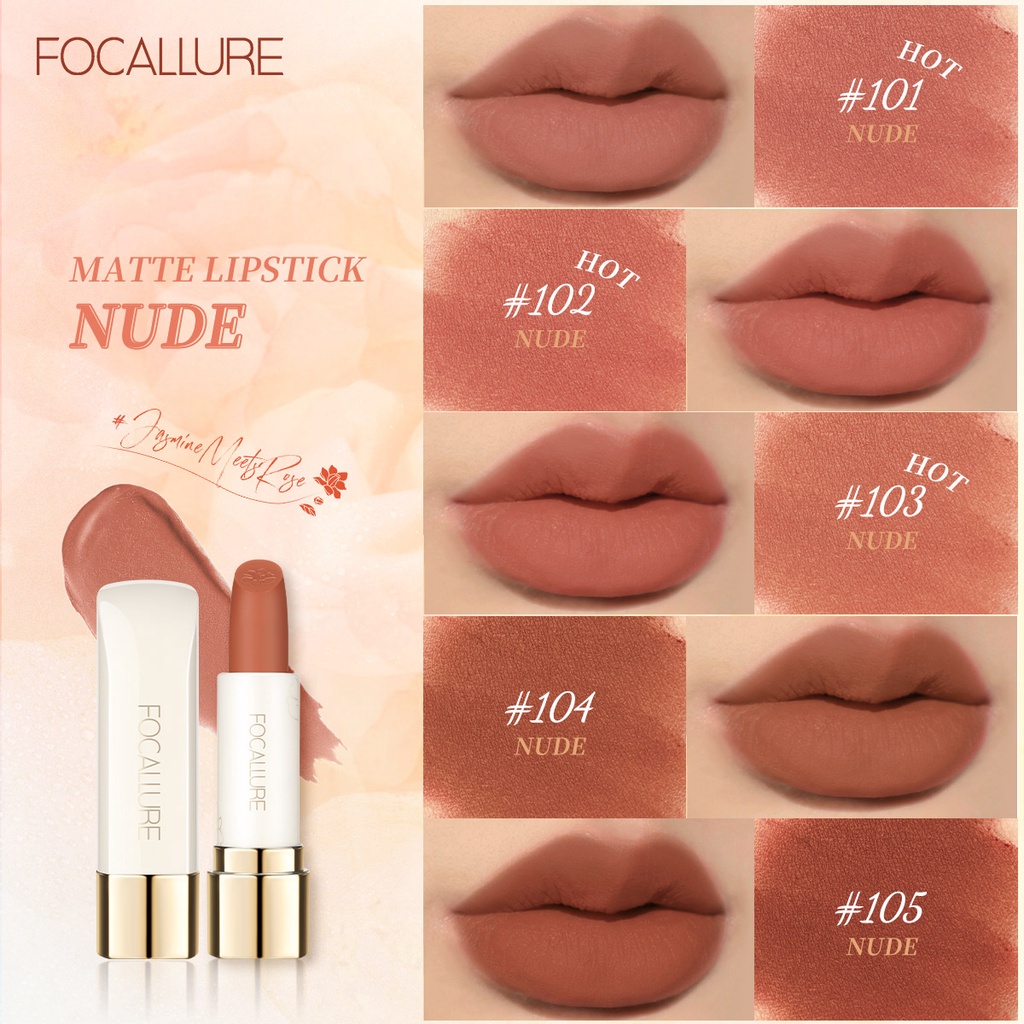 NIK - Focallure Natural Matte Lipstick-High Pigment Long-Lasting Waterproof Lightweight Soft Smooth FA203 BPOM ORIGINAL