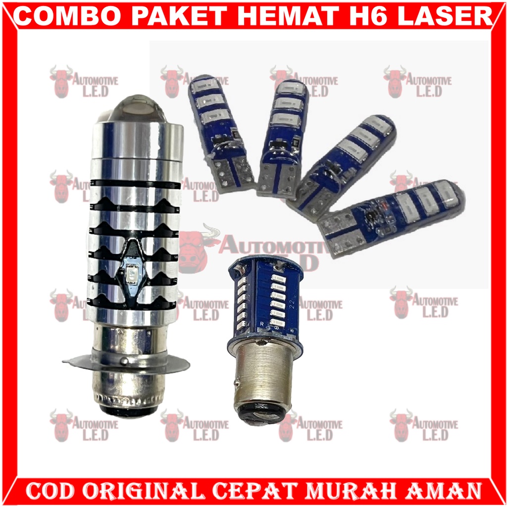 ORIGINAL COMBO PAKET HEMAT LAMPU MOTOR LED H6 LASER BOHLAM STOP 30 LED PLUS SEIN MOTOR | LAMPU DEPAN MOTOR H6 LASER LAMPU REM MOTOR LAMPU SENJA MOTOR LAMPU SEN MOTOR