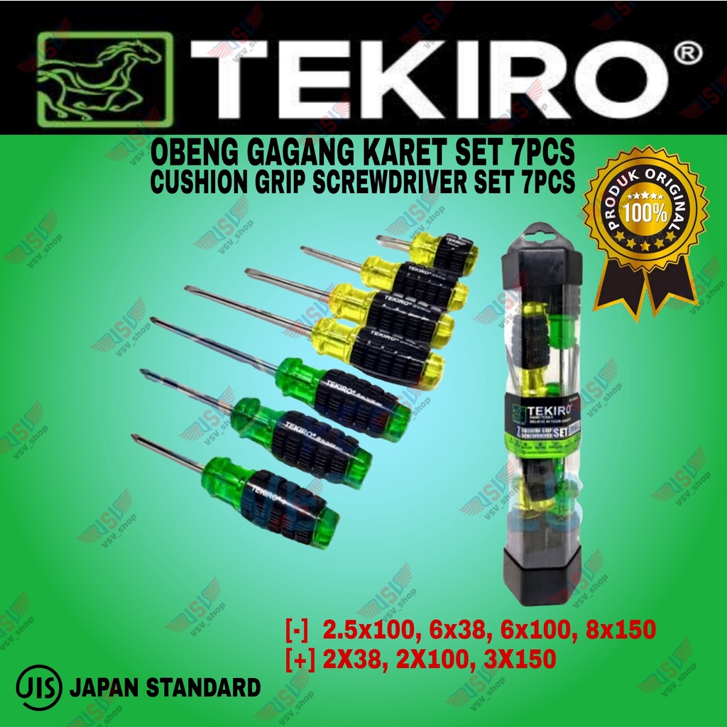 TEKIRO CUSHION grip screwdriver set 7pc / obeng set 7pc / obeng karet