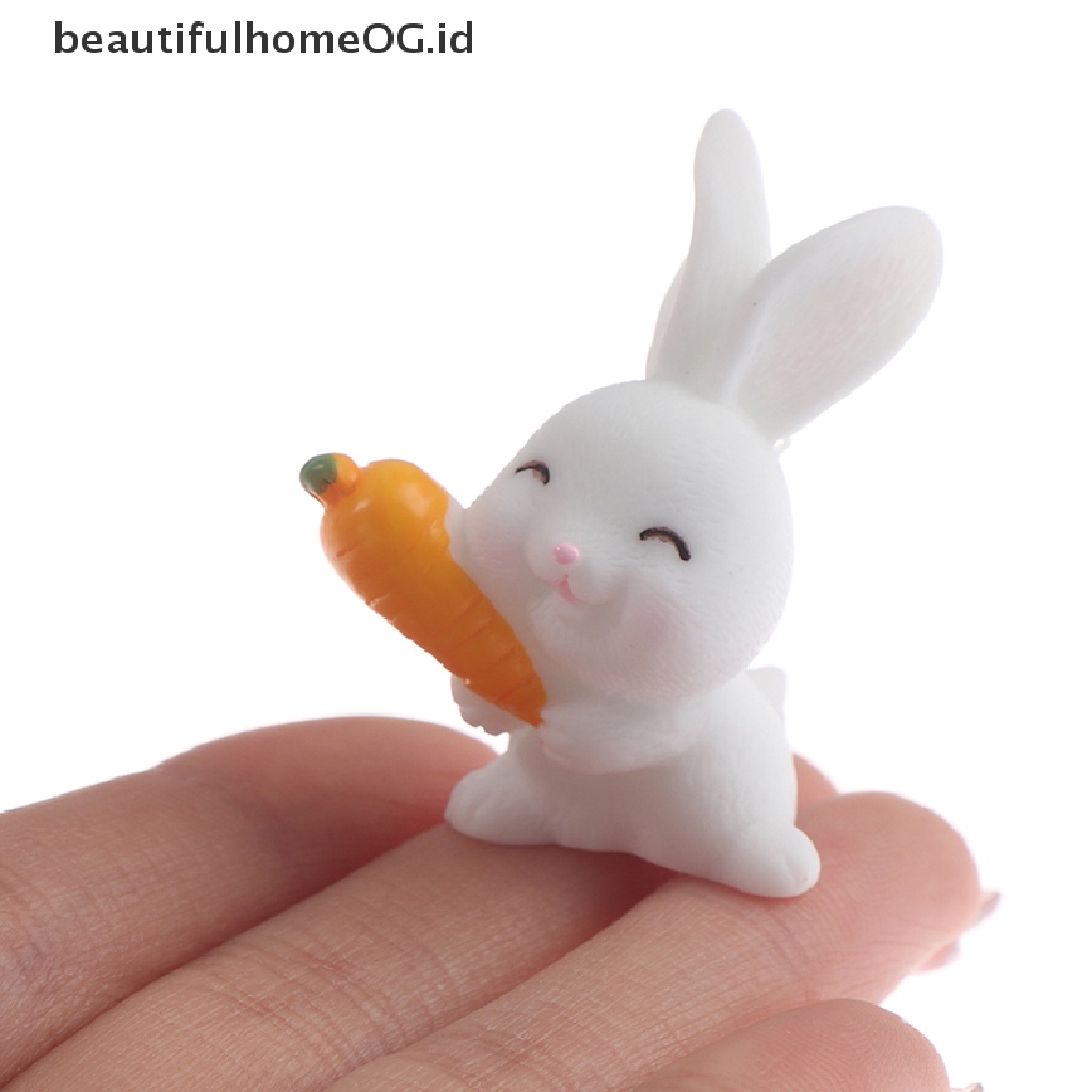 // Beautifulhomeog.id// 4Pcs Easter Rabbit Carrot Miniatur Dekorasi Taman Mini Bunny Easter Cupcake Decor **
